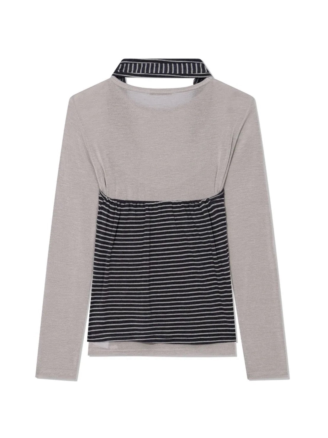 【Uglyshadow】STRIPED HALTER NECK LAYERED T-SHIRT