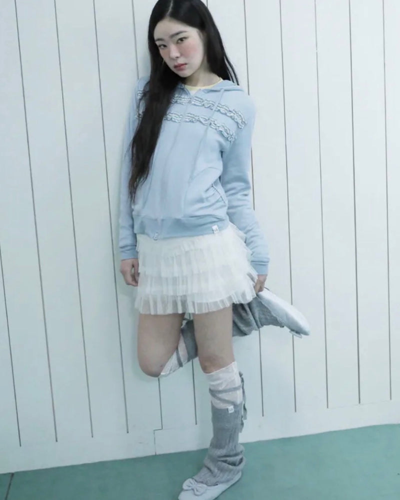 【Uglyshadow】DOT MESH CANCAN SKIRT