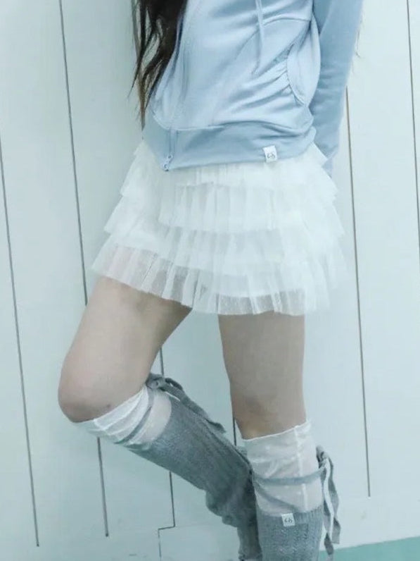 【Uglyshadow】DOT MESH CANCAN SKIRT