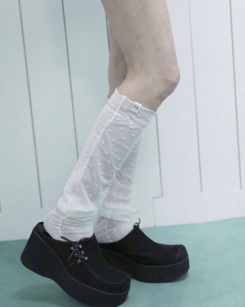 【Uglyshadow】MESH DOT KNEE SOCKS