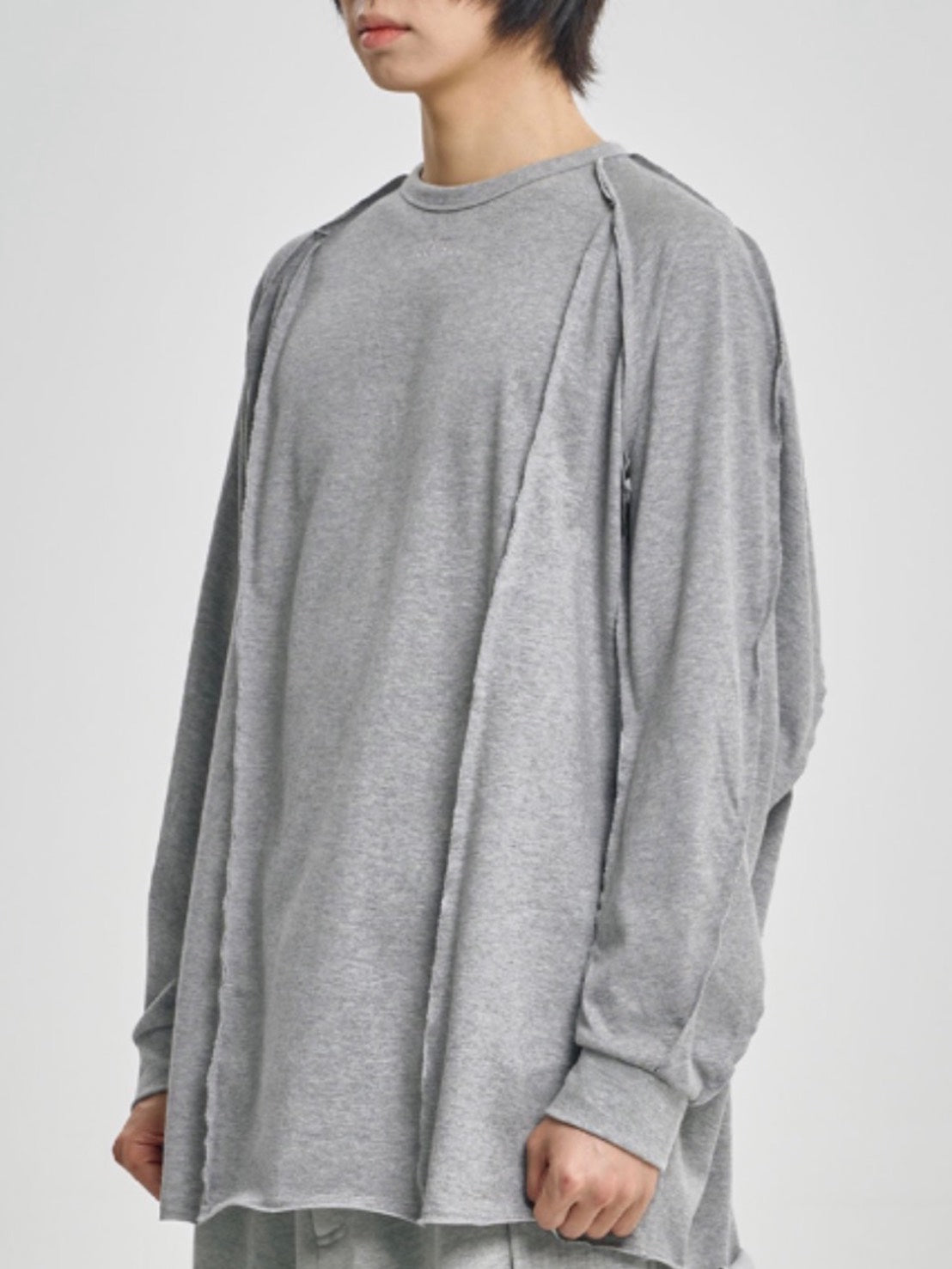 【AJOBYAJO】Raw Edge Sculpted Long Sleeve