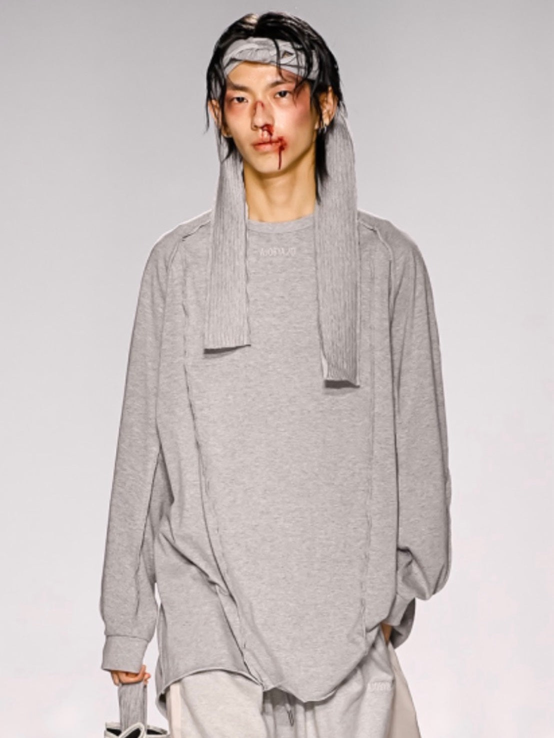 【AJOBYAJO】Raw Edge Sculpted Long Sleeve