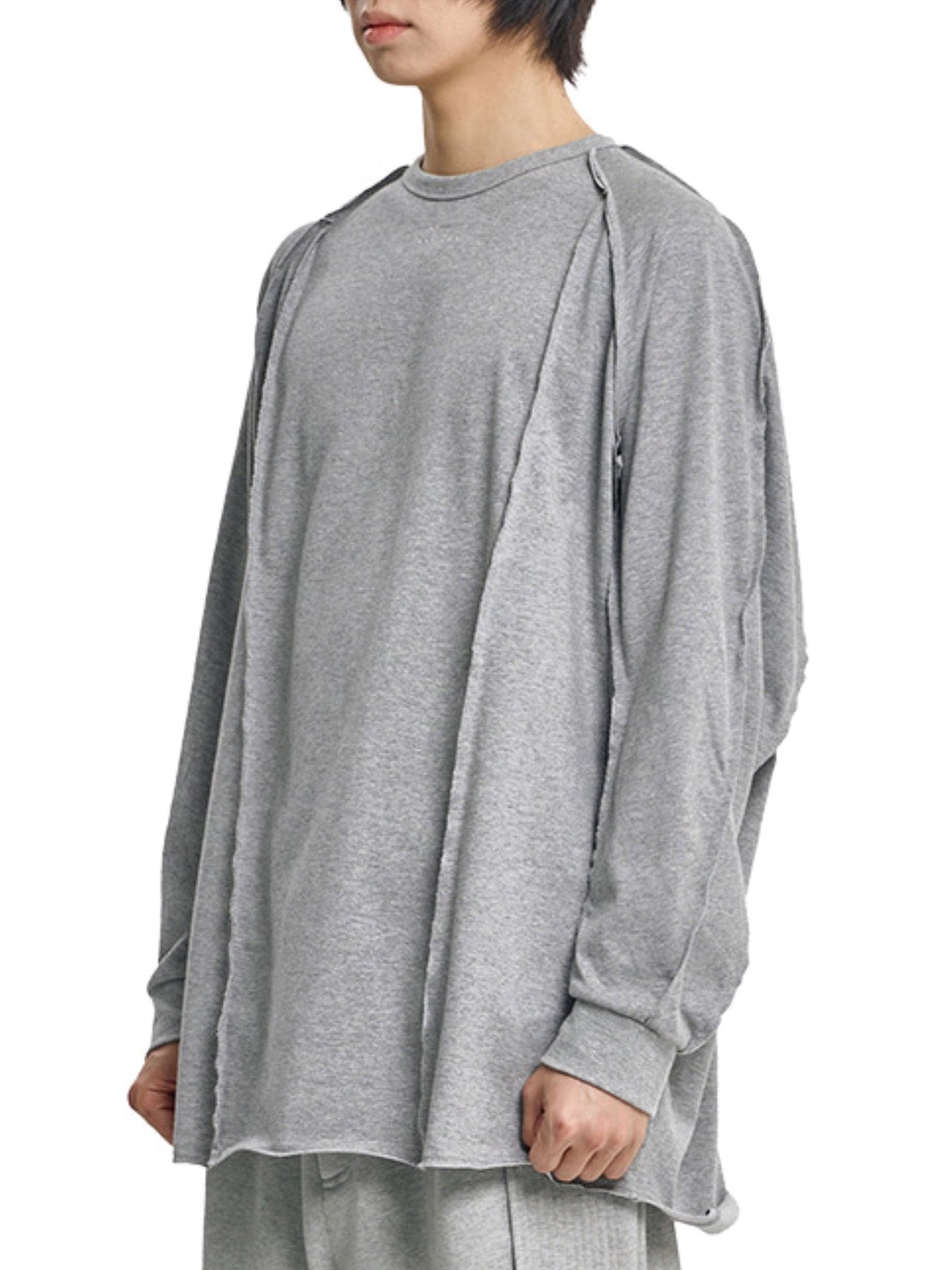 【AJOBYAJO】Raw Edge Sculpted Long Sleeve