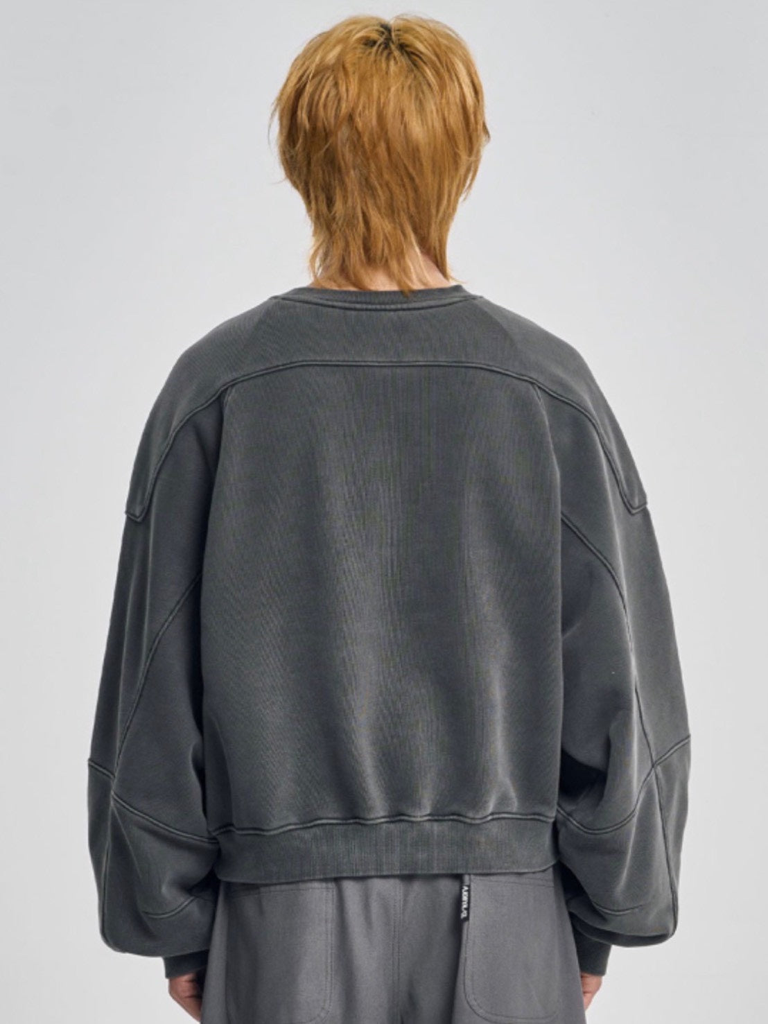 【AJOBYAJO】Vintage Panel Cropped Sweatshirt