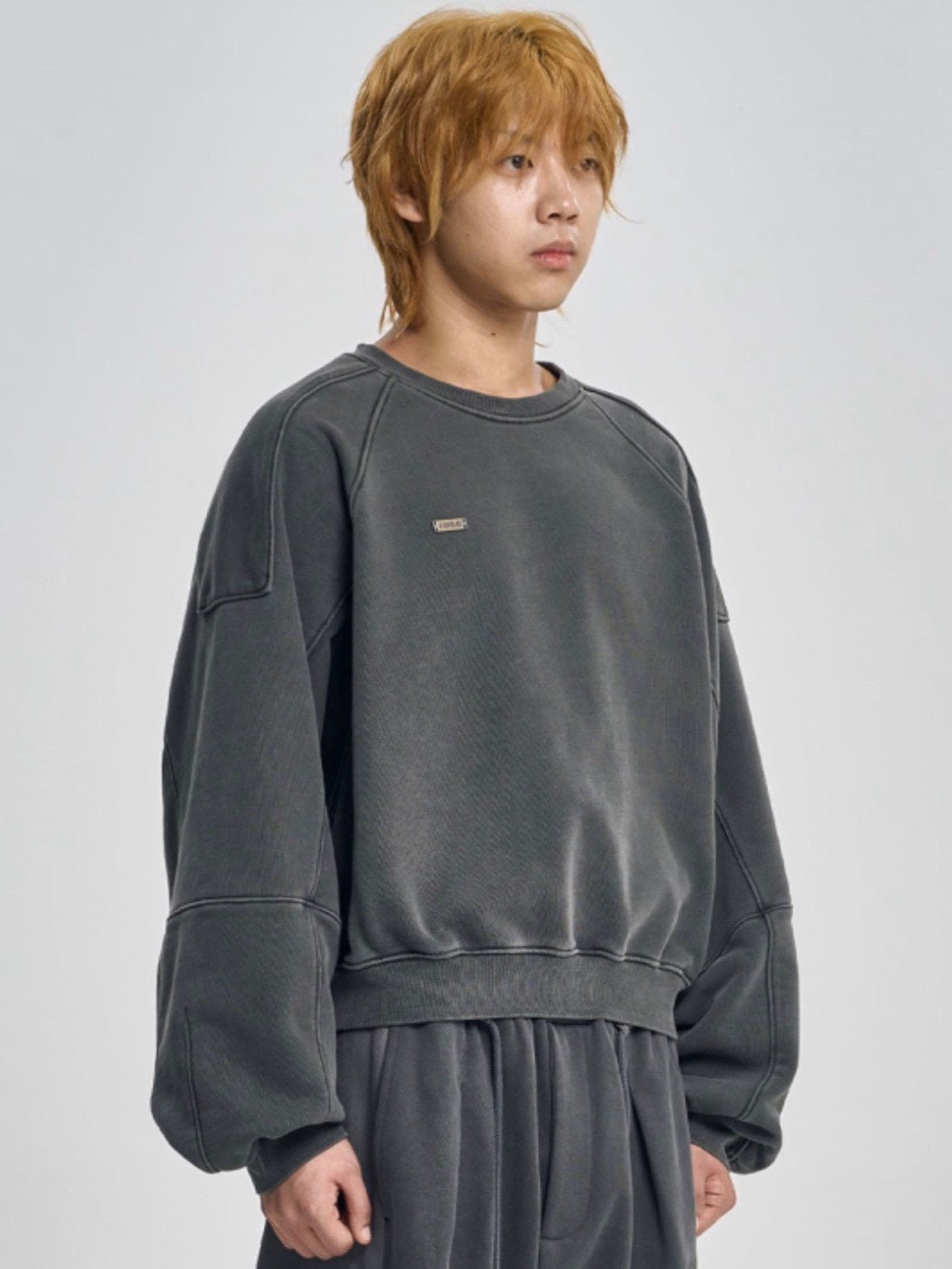 【AJOBYAJO】Vintage Panel Cropped Sweatshirt