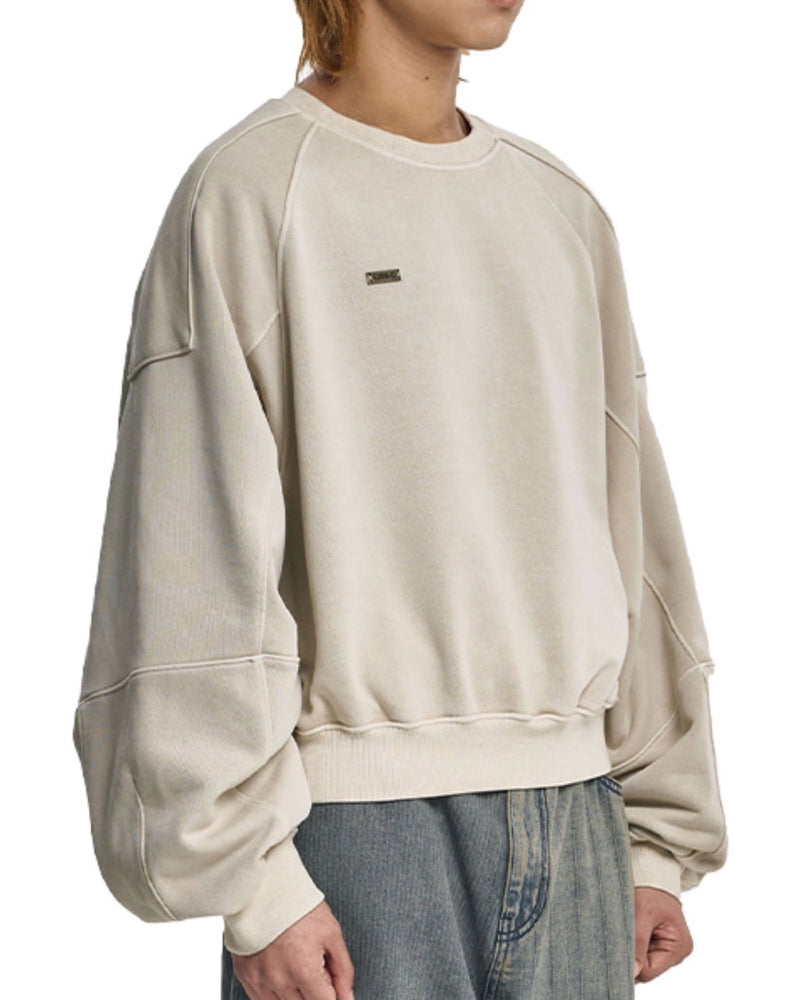 【AJOBYAJO】Vintage Panel Cropped Sweatshirt