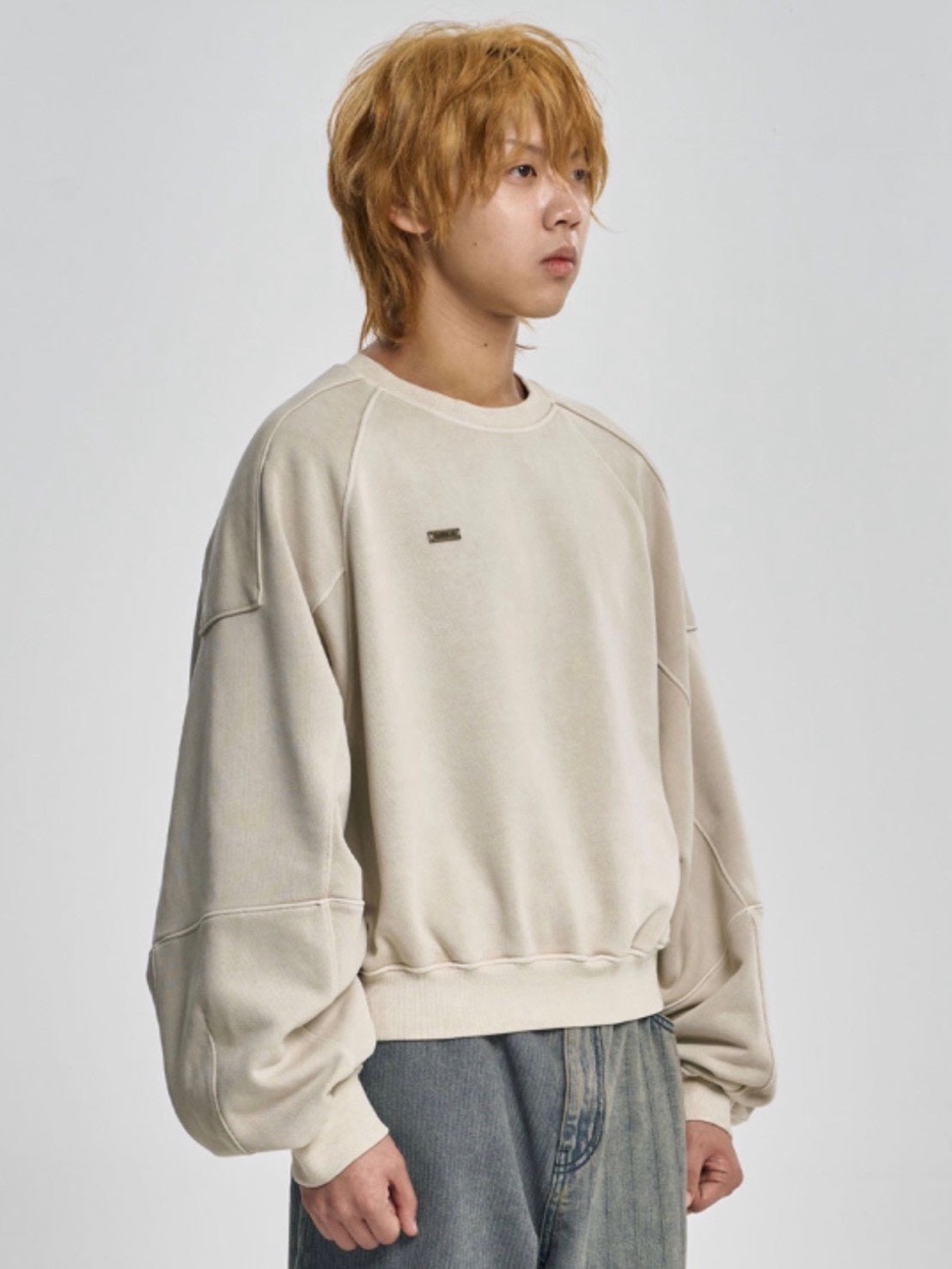 【AJOBYAJO】Vintage Panel Cropped Sweatshirt