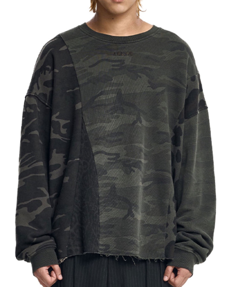 【AJOBYAJO】Camouflage Leopard Mixed Sweatshirt