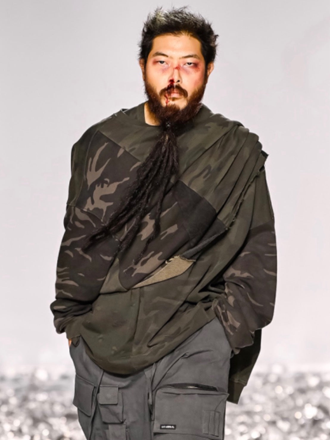 【AJOBYAJO】Camouflage Leopard Mixed Sweatshirt