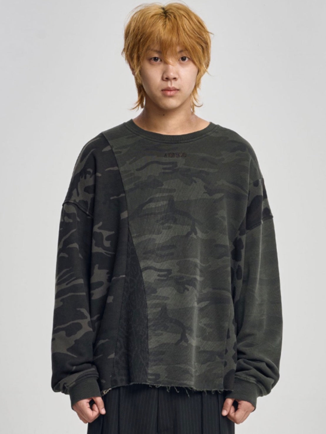 【AJOBYAJO】Camouflage Leopard Mixed Sweatshirt
