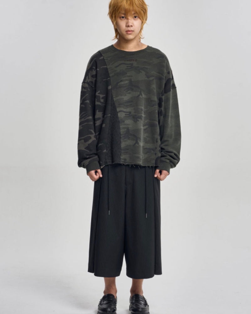 【AJOBYAJO】Camouflage Leopard Mixed Sweatshirt