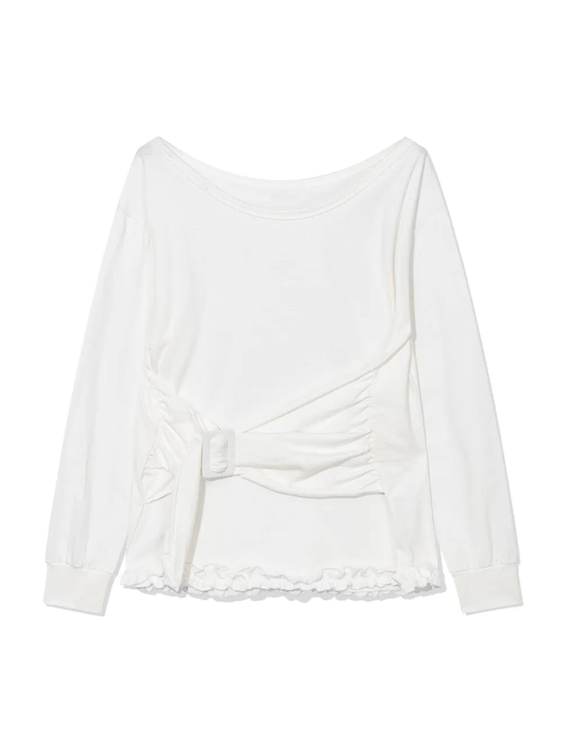 【Uglyshadow】BUCKLE OFF-SHOULDER T-SHIRT