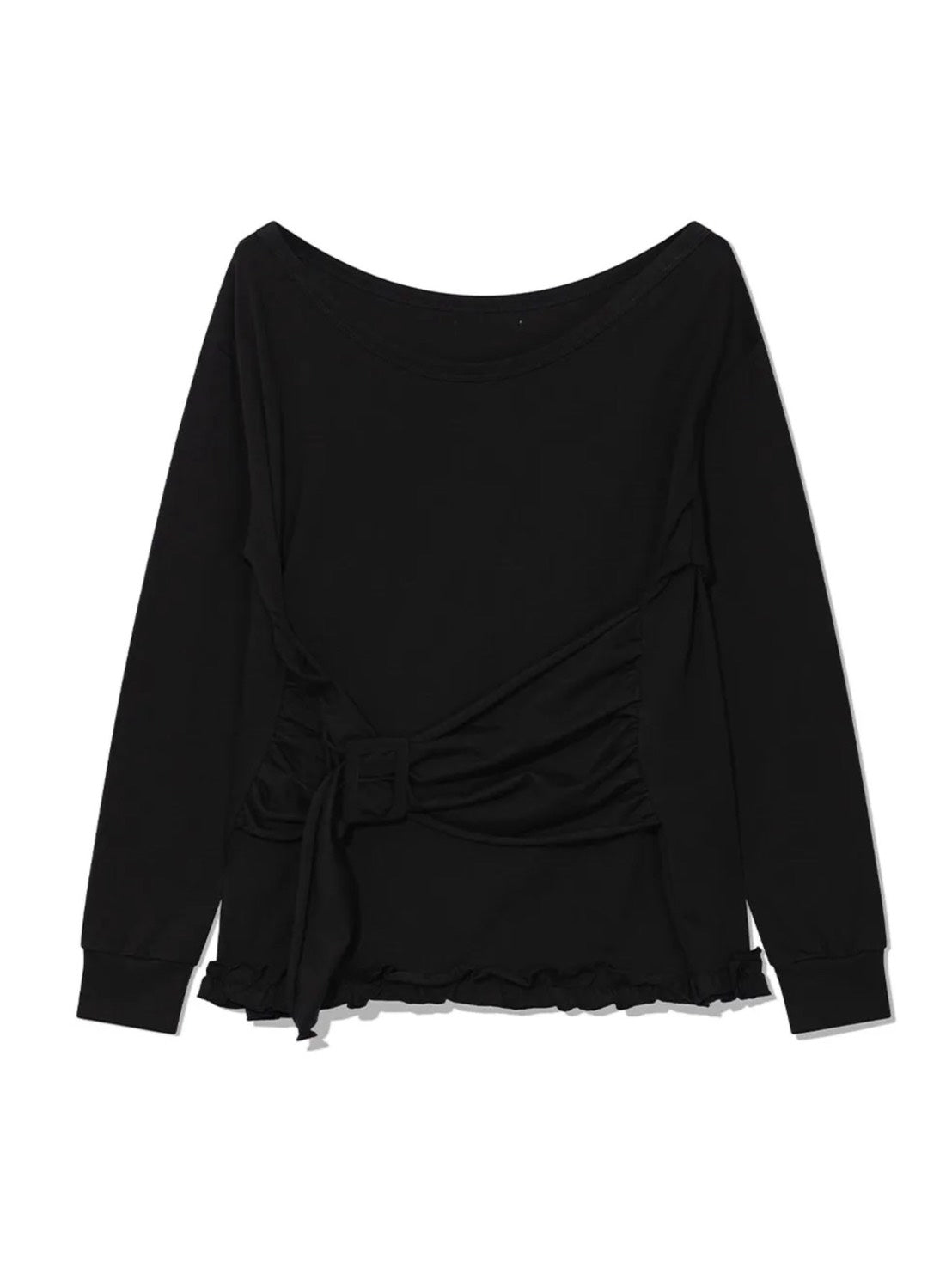 【Uglyshadow】BUCKLE OFF-SHOULDER T-SHIRT