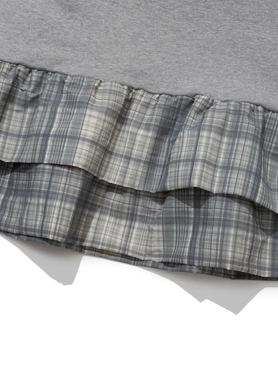 【Uglyshadow】CHECKERED OFF-SHOULDER SWEATSHIRT DRESS