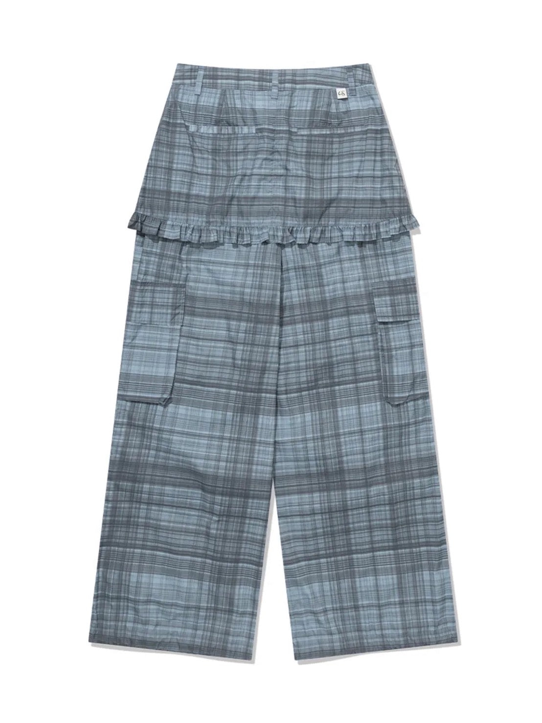【Uglyshadow】RUFFLE CHECKERED SKIRT CARGO PANTS