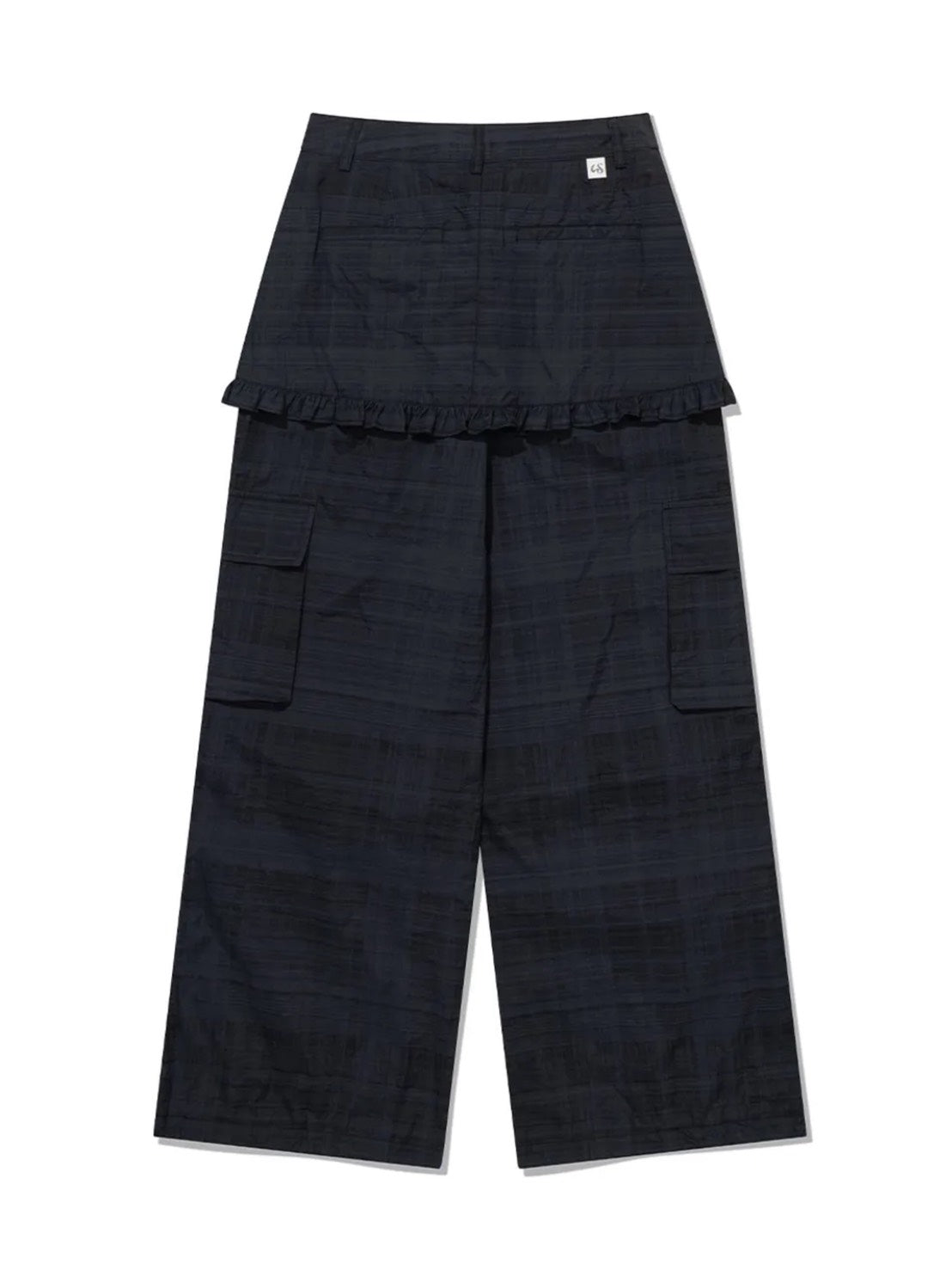 【Uglyshadow】RUFFLE CHECKERED SKIRT CARGO PANTS