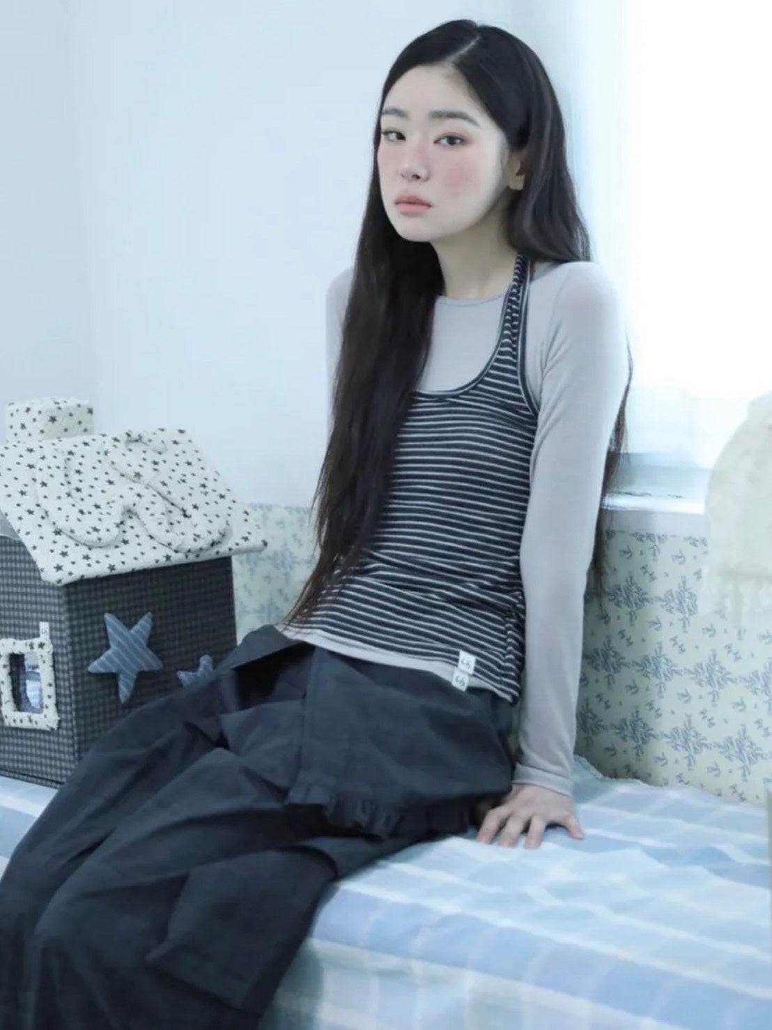 【Uglyshadow】RUFFLE CHECKERED SKIRT CARGO PANTS