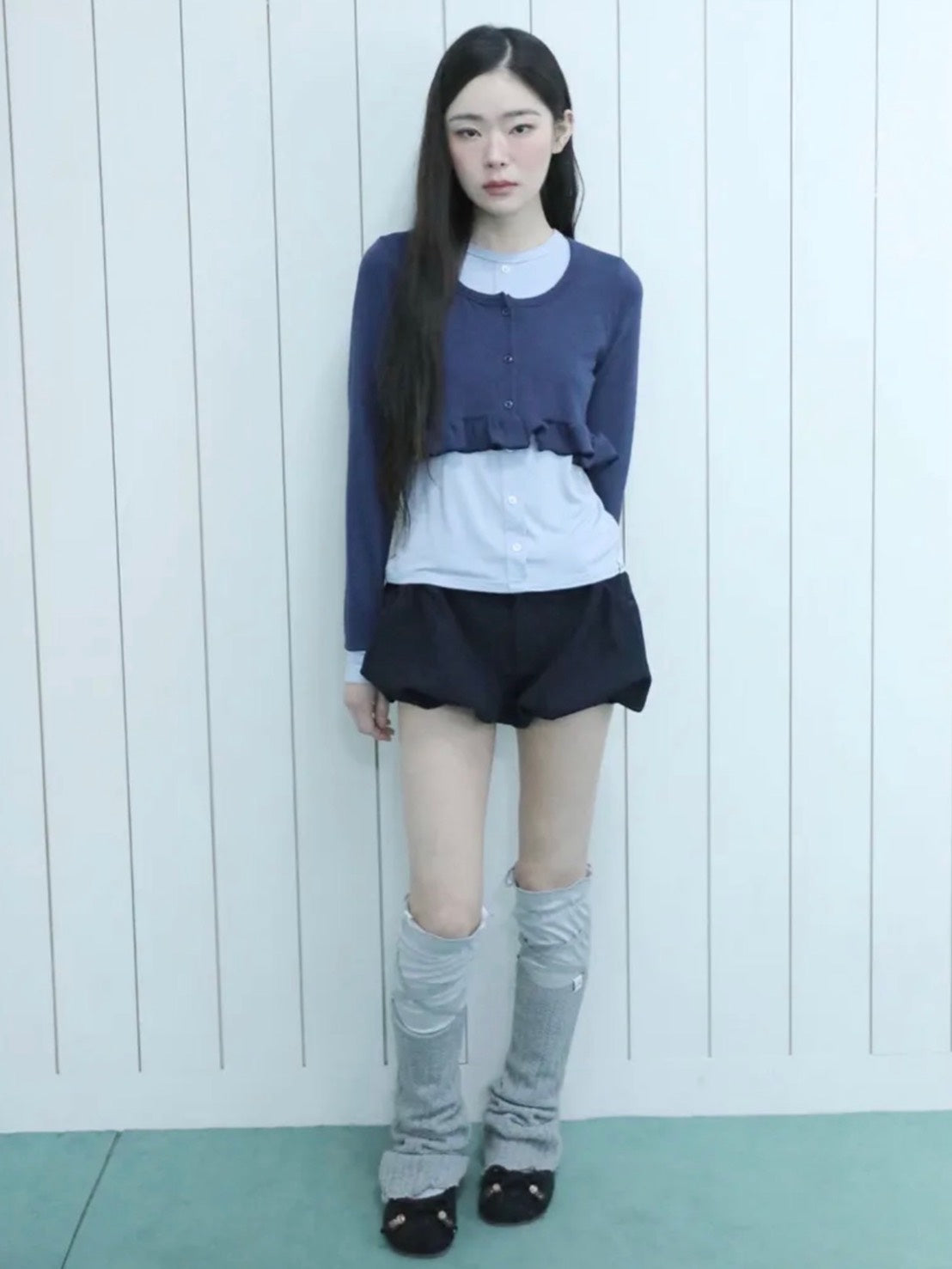 【Uglyshadow】LAYERED FRILL CARDIGAN T-SHIRT
