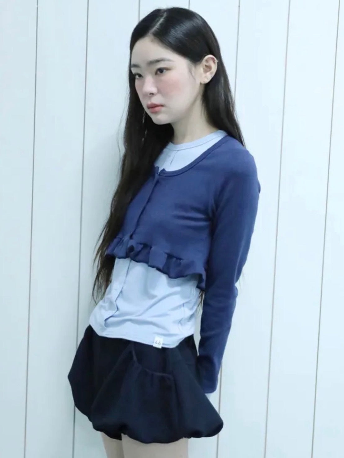 【Uglyshadow】LAYERED FRILL CARDIGAN T-SHIRT