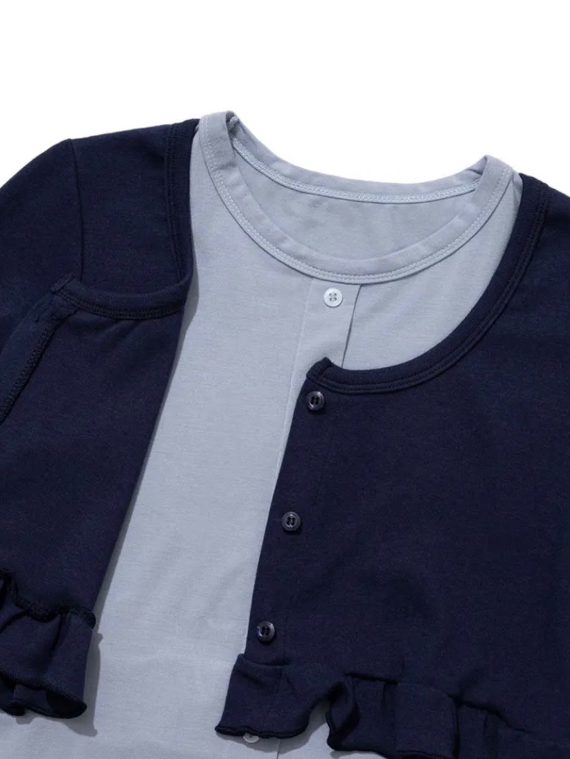 【Uglyshadow】LAYERED FRILL CARDIGAN T-SHIRT