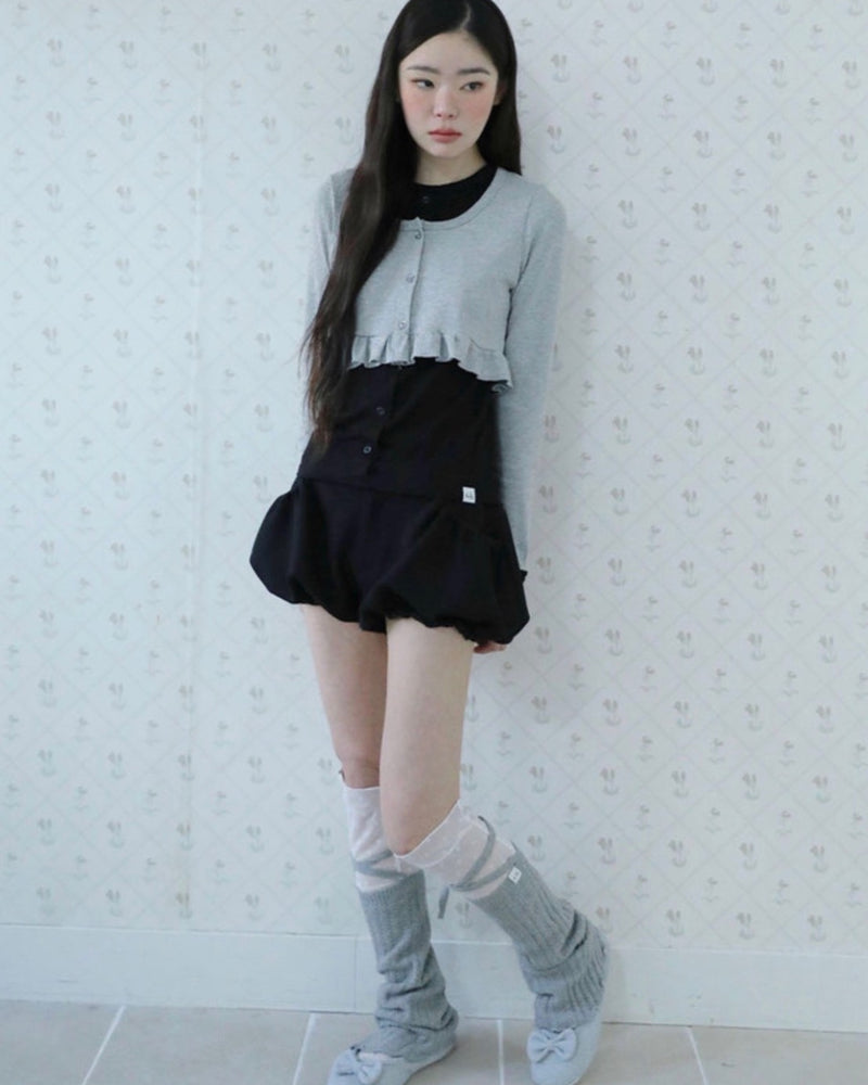 【Uglyshadow】LAYERED FRILL CARDIGAN T-SHIRT