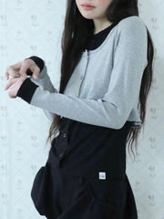 【Uglyshadow】LAYERED FRILL CARDIGAN T-SHIRT