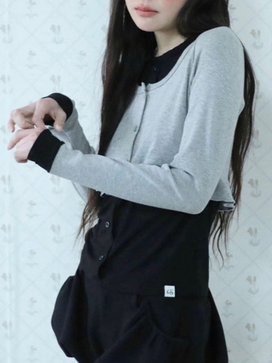 3/22 20:00発売【Uglyshadow】LAYERED FRILL CARDIGAN T-SHIRT