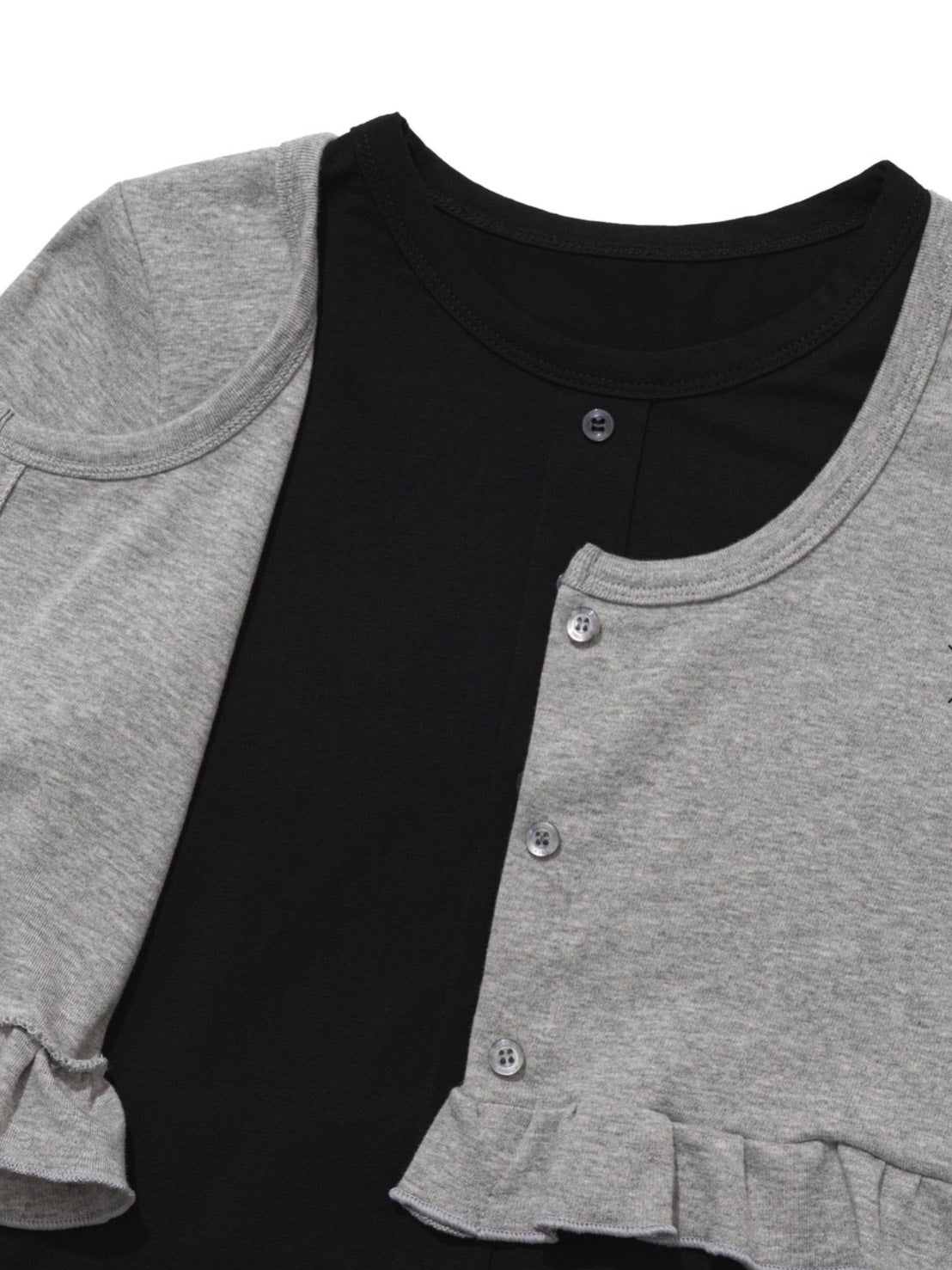 【Uglyshadow】LAYERED FRILL CARDIGAN T-SHIRT