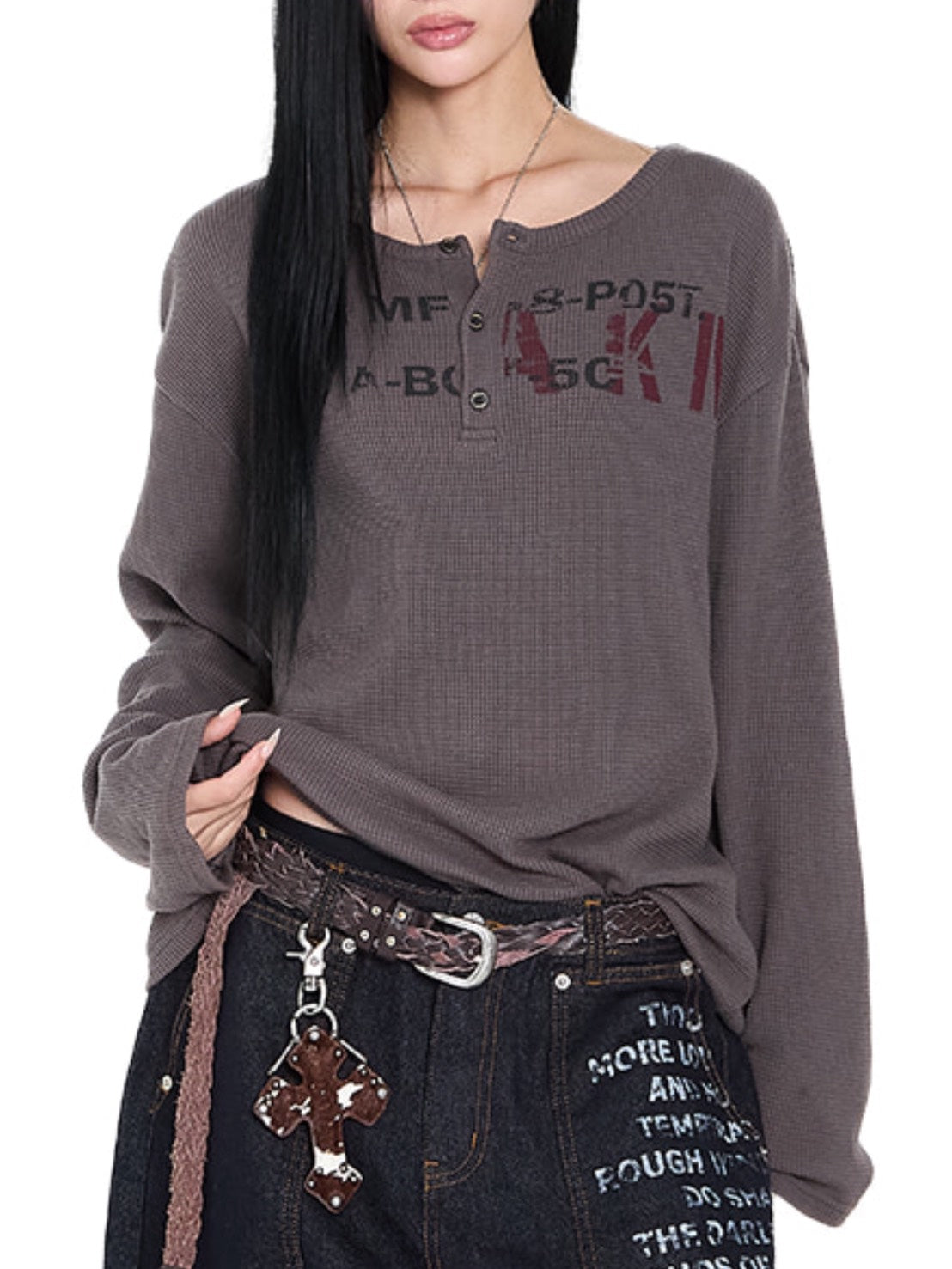 AAKAM】Waffle Henley Neck Long Sleeve – PRESSING WEB SHOP