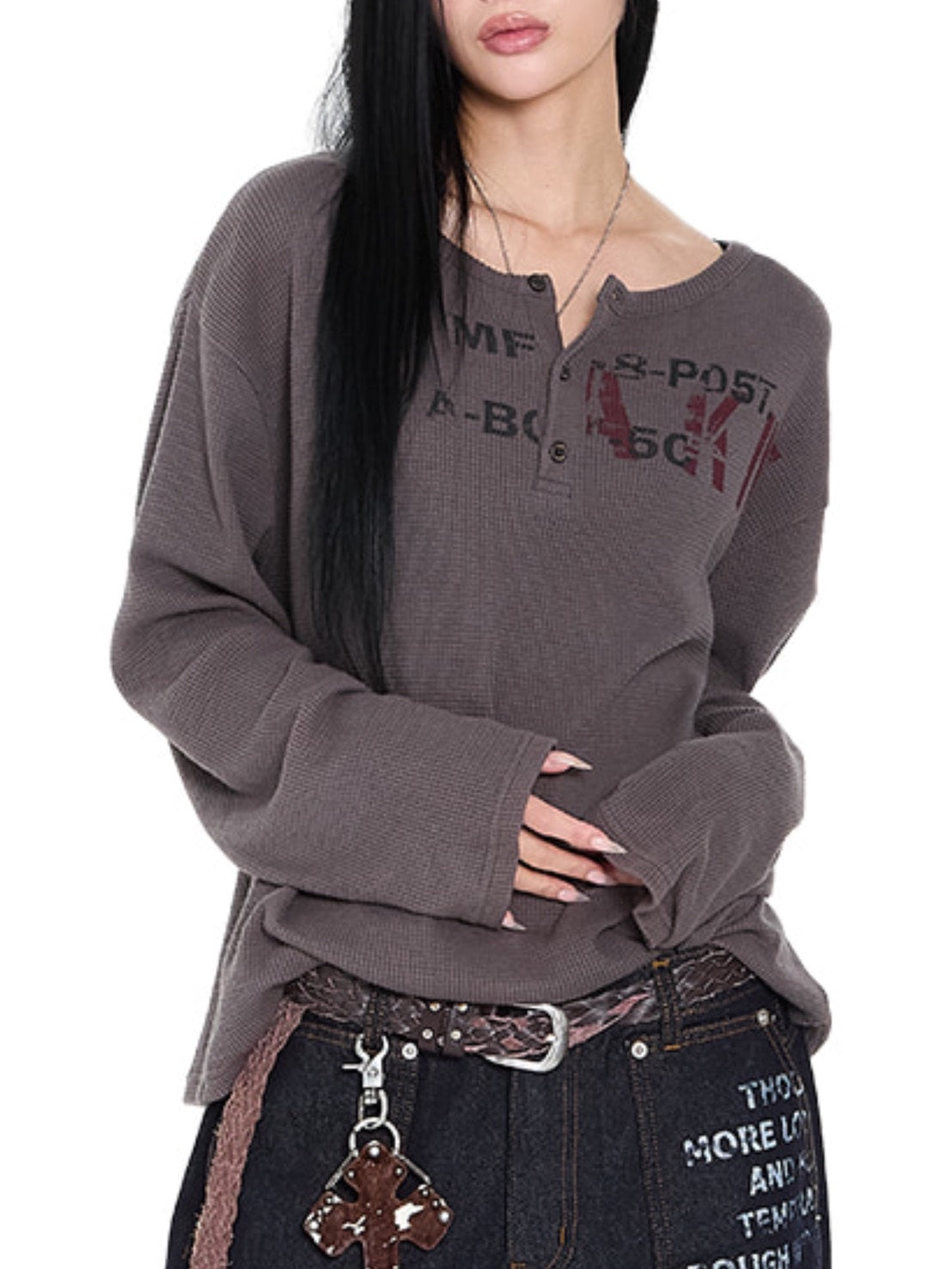 トップス aakam Waffle Henry Neck Long Sleeve AAKAM】Waffle Henley Neck Long Sleeve – PRESSING WEB SHOP