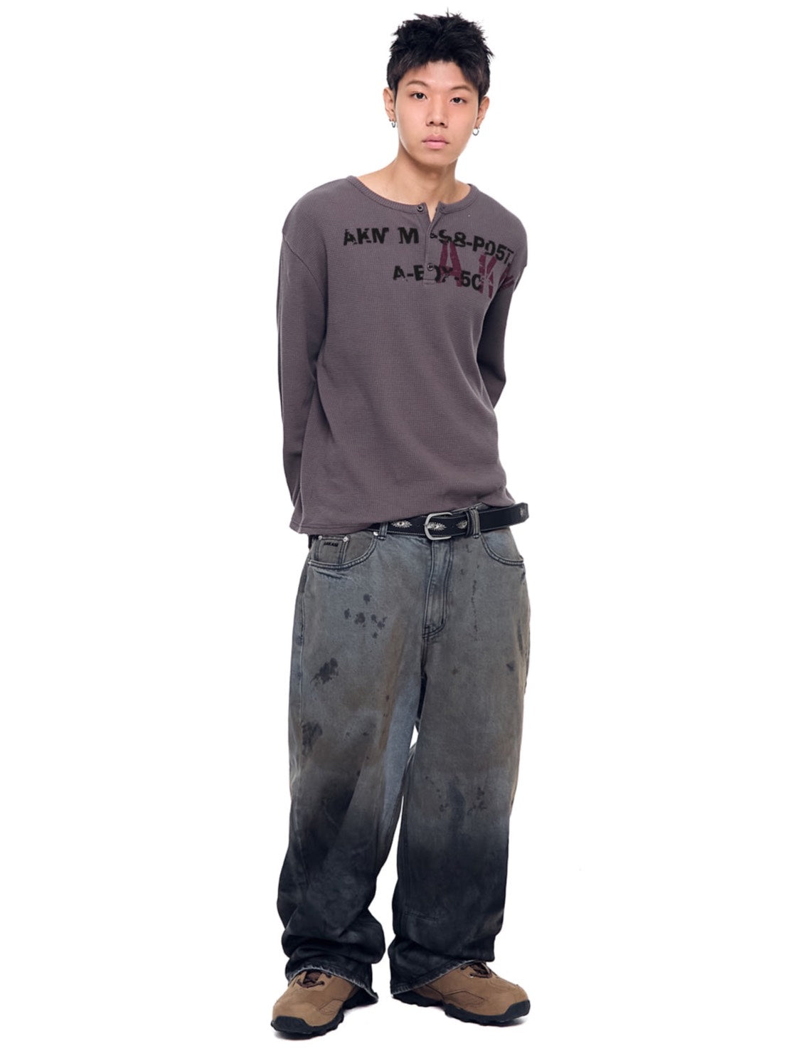 AAKAM】Waffle Henley Neck Long Sleeve – PRESSING WEB SHOP