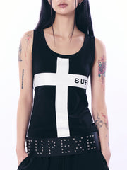 【SETUP‐EXE】LOGO CROSS SLEEVELESS TOP