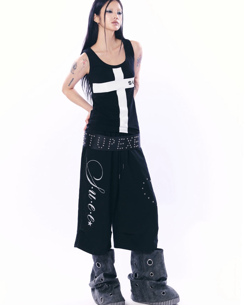 【SETUP‐EXE】LOGO CROSS SLEEVELESS TOP