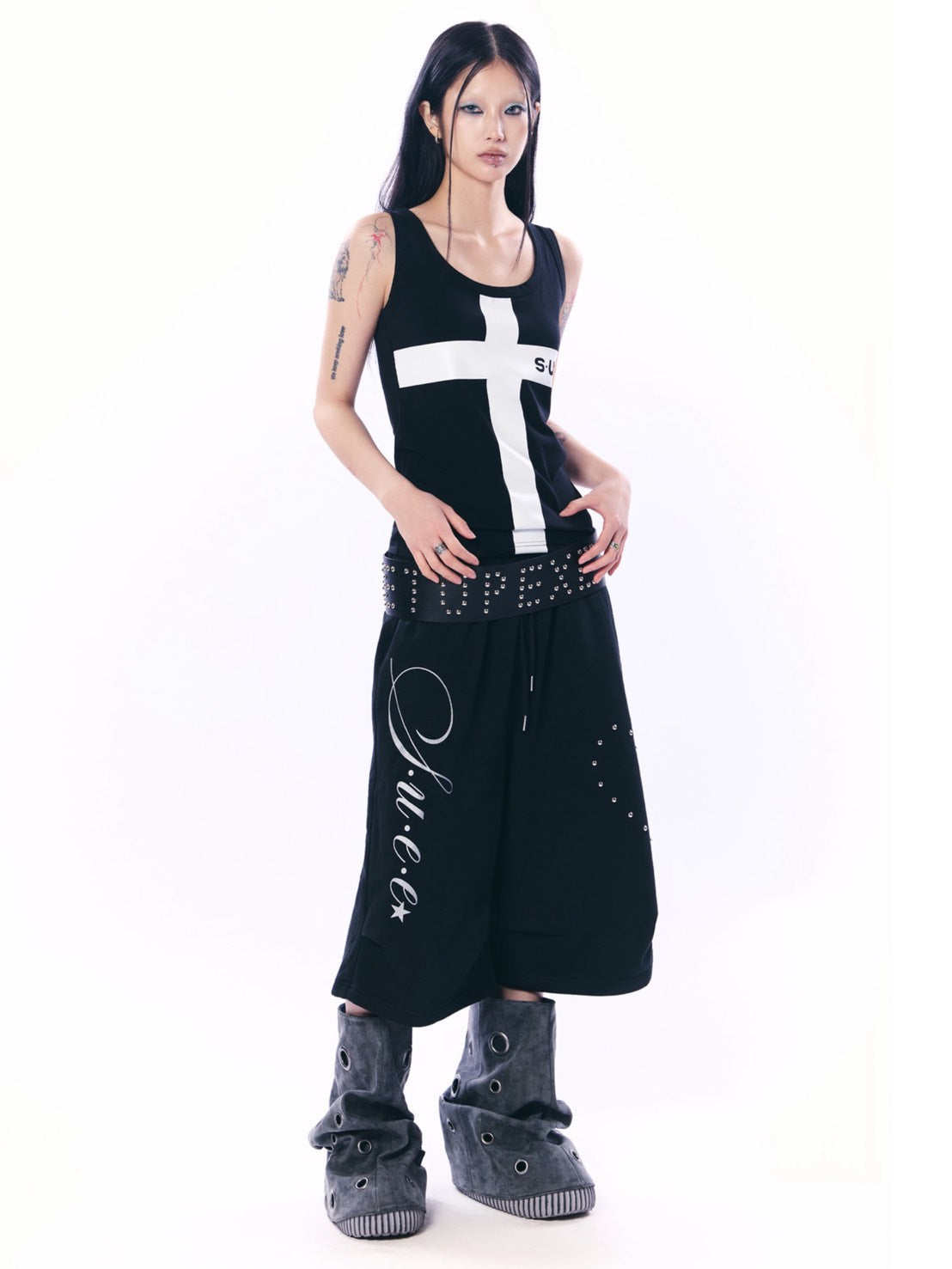 【SETUP‐EXE】HEART STUD LOGO BERMUDA PANTS