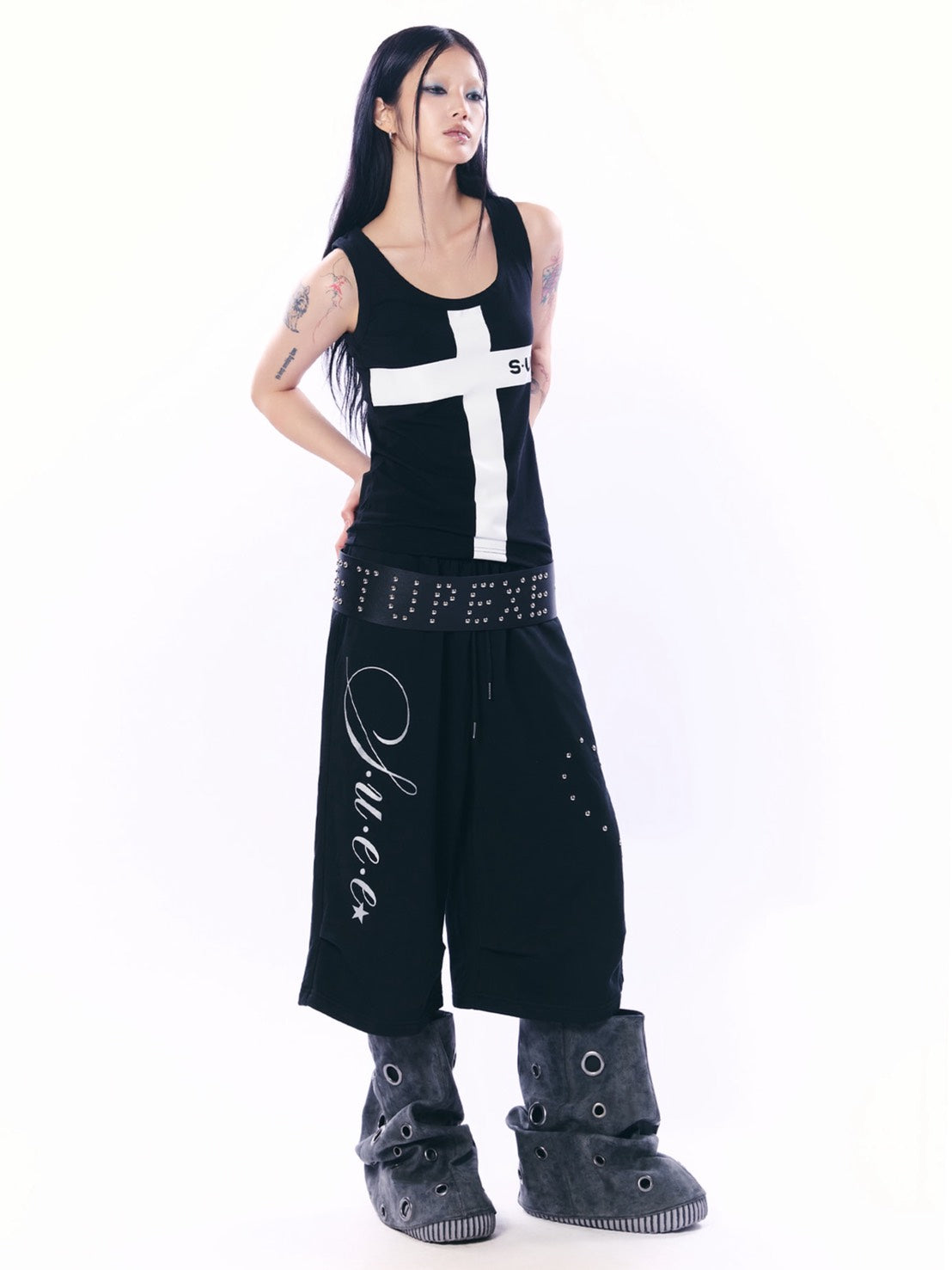 【SETUP‐EXE】HEART STUD LOGO BERMUDA PANTS