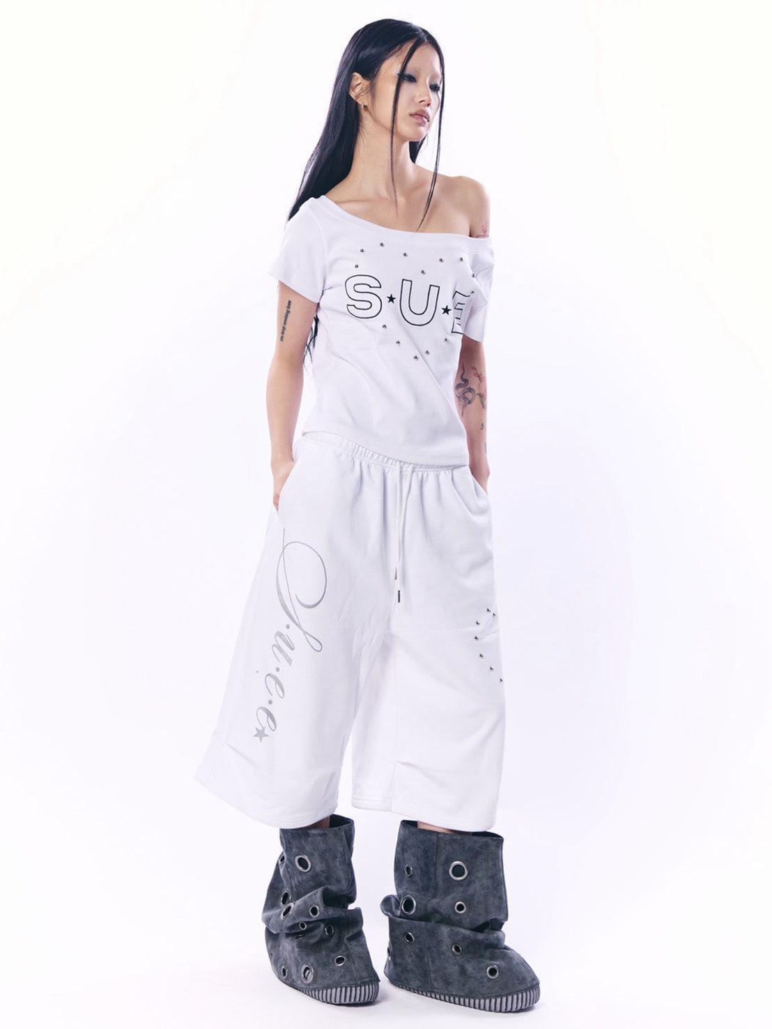 【SETUP‐EXE】HEART STUD LOGO BERMUDA PANTS