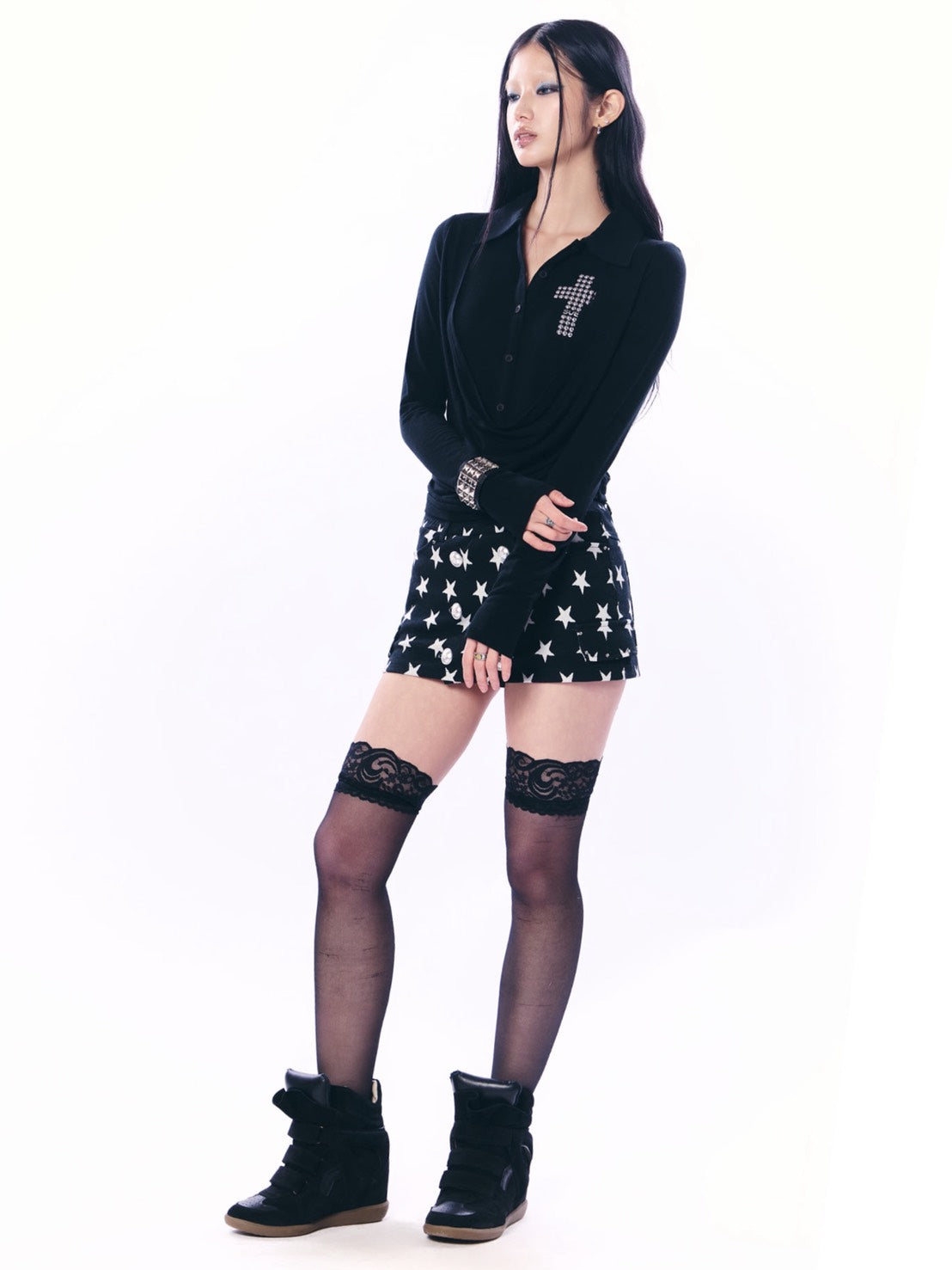 SETUP‐EXE】STAR DOUBLE BUTTON SKIRT PANTS – PRESSING WEB SHOP