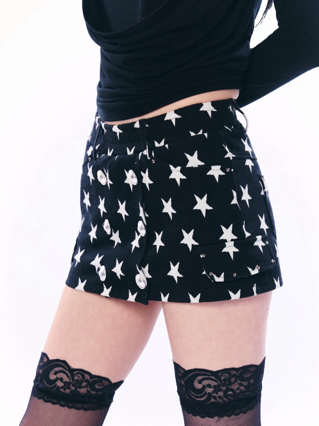 【SETUP‐EXE】STAR DOUBLE BUTTON SKIRT PANTS