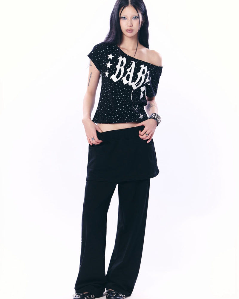 【SETUP‐EXE】BOLD EYELET SKIRT PANTS