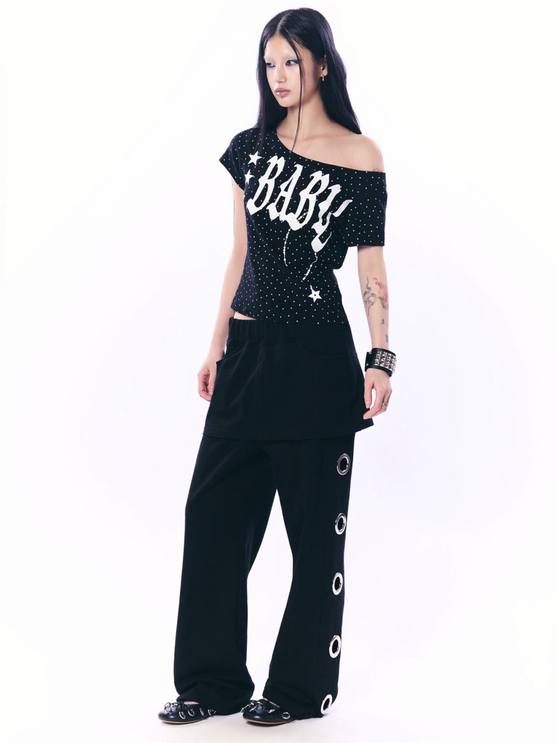 【SETUP‐EXE】BOLD EYELET SKIRT PANTS