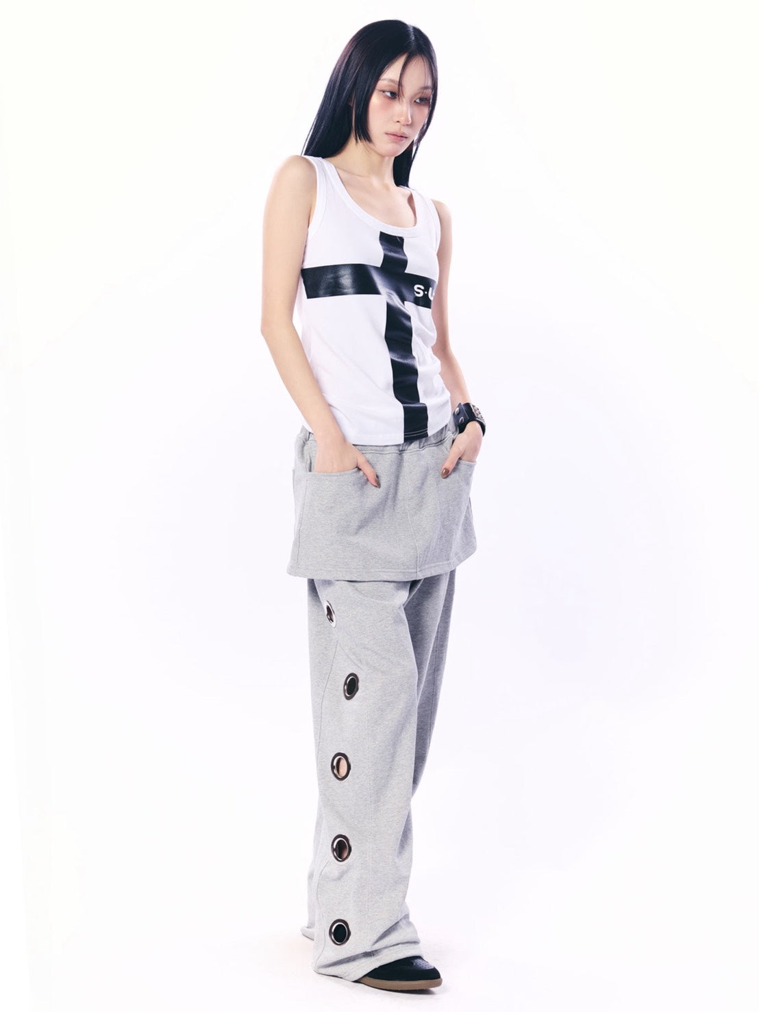 【SETUP‐EXE】BOLD EYELET SKIRT PANTS
