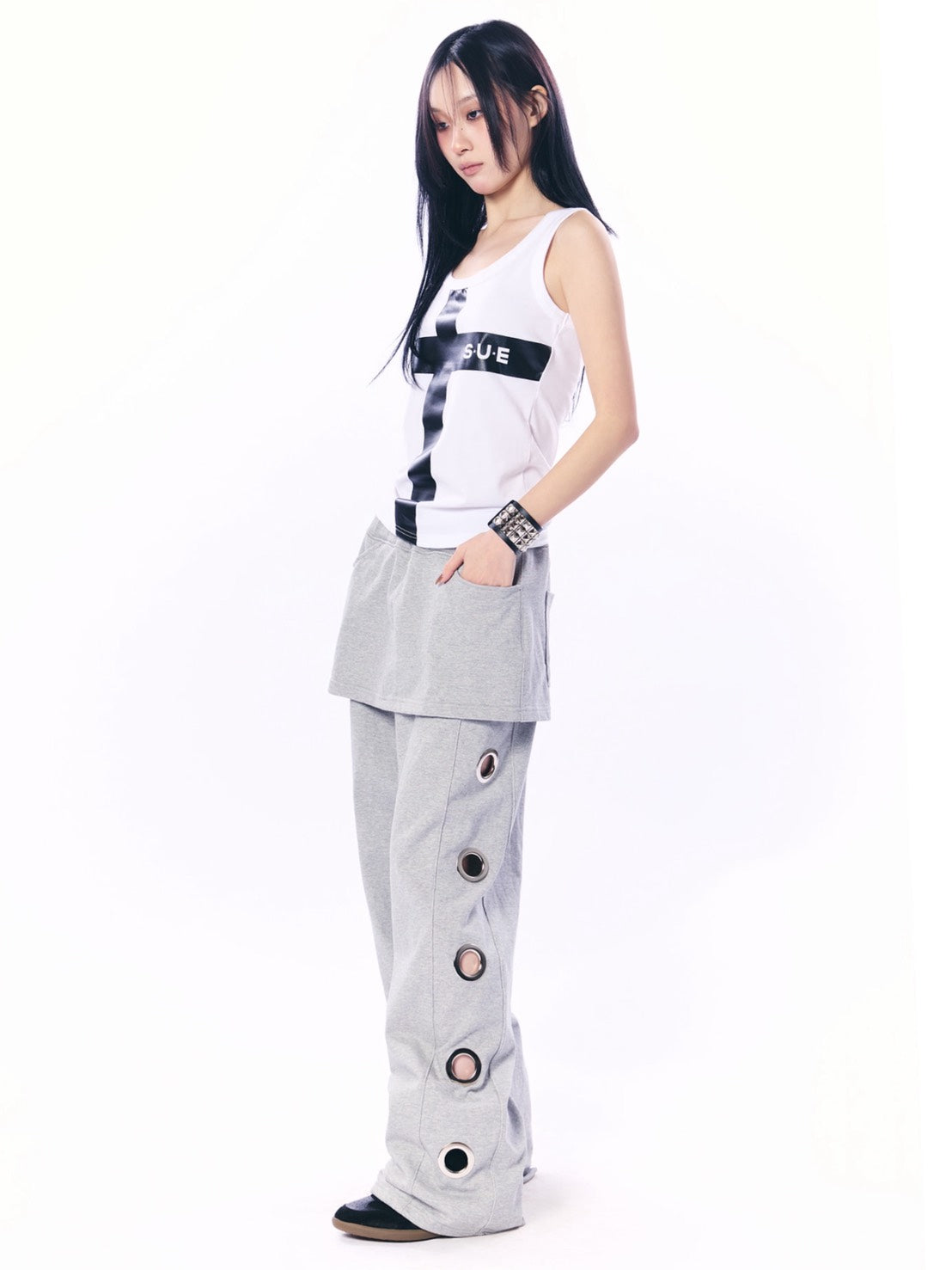 【SETUP‐EXE】BOLD EYELET SKIRT PANTS