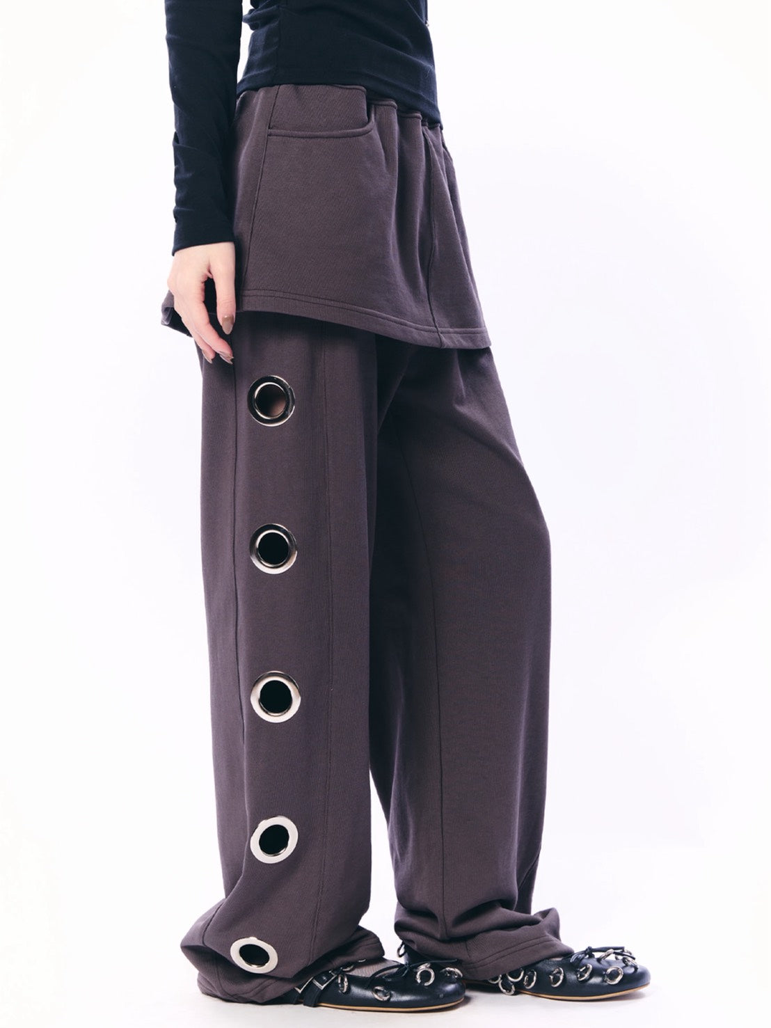 【SETUP‐EXE】BOLD EYELET SKIRT PANTS