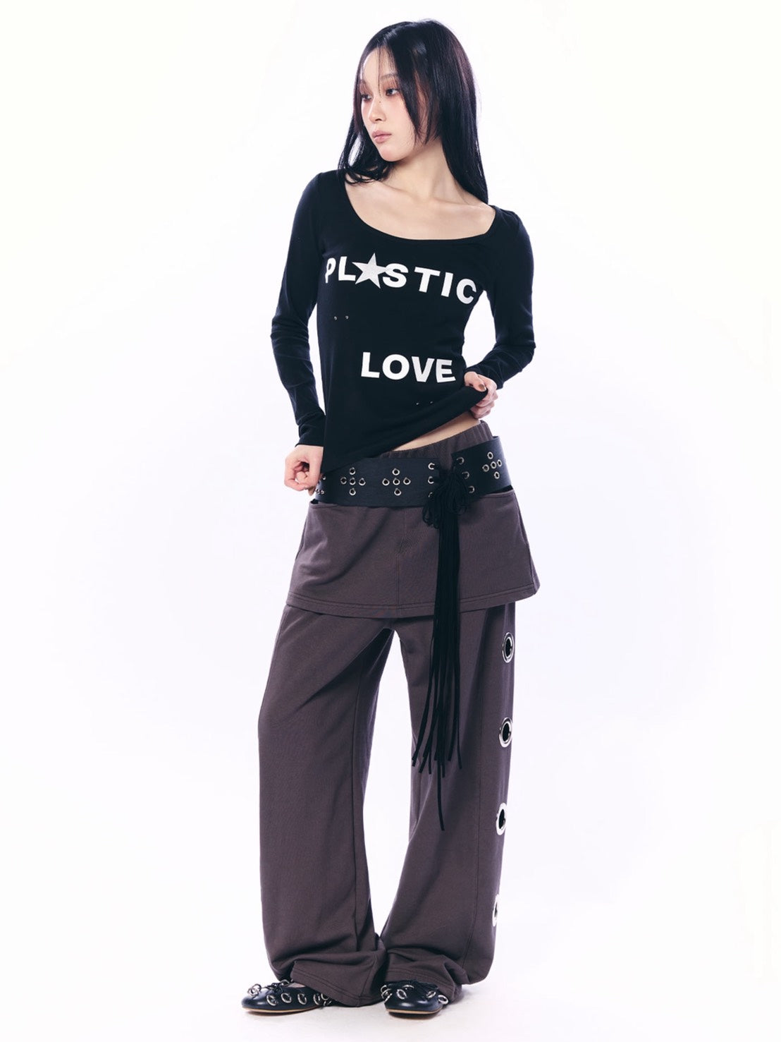 【SETUP‐EXE】BOLD EYELET SKIRT PANTS