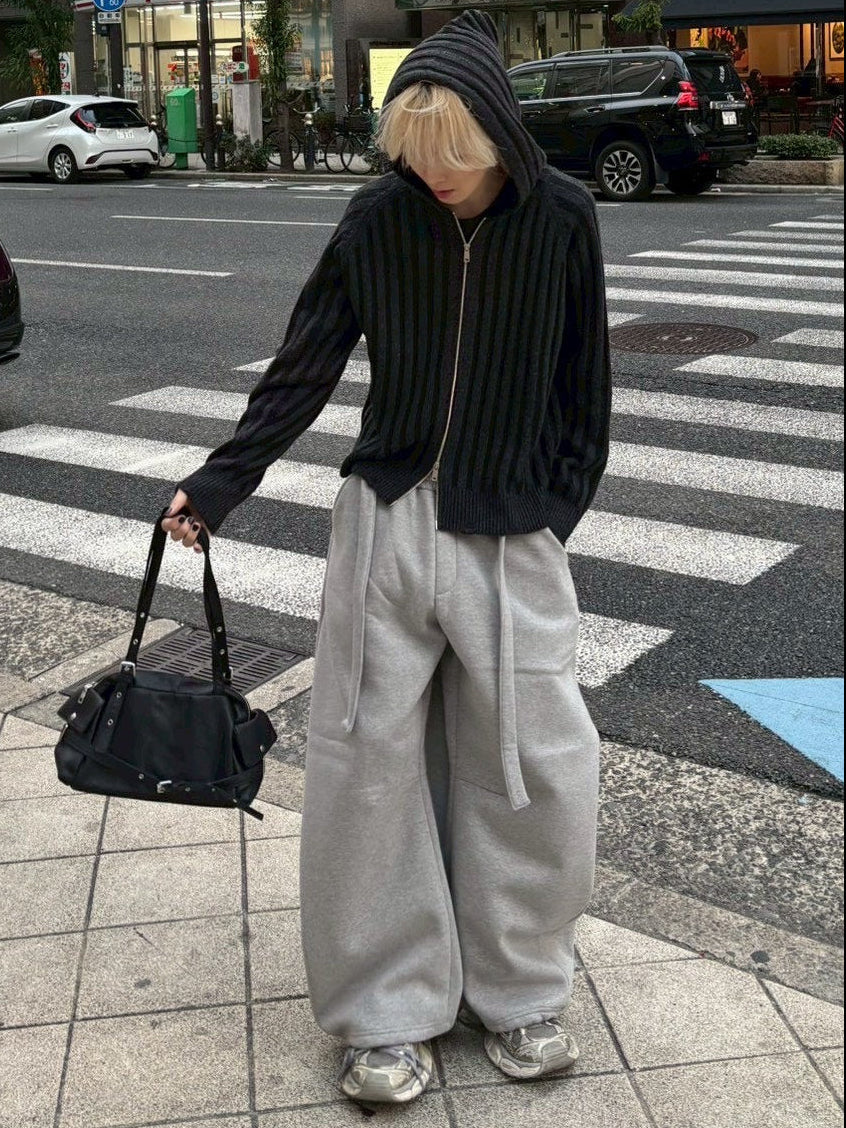受注制【Chikashitsu +】barrel leg heavy sweat pants (2color)