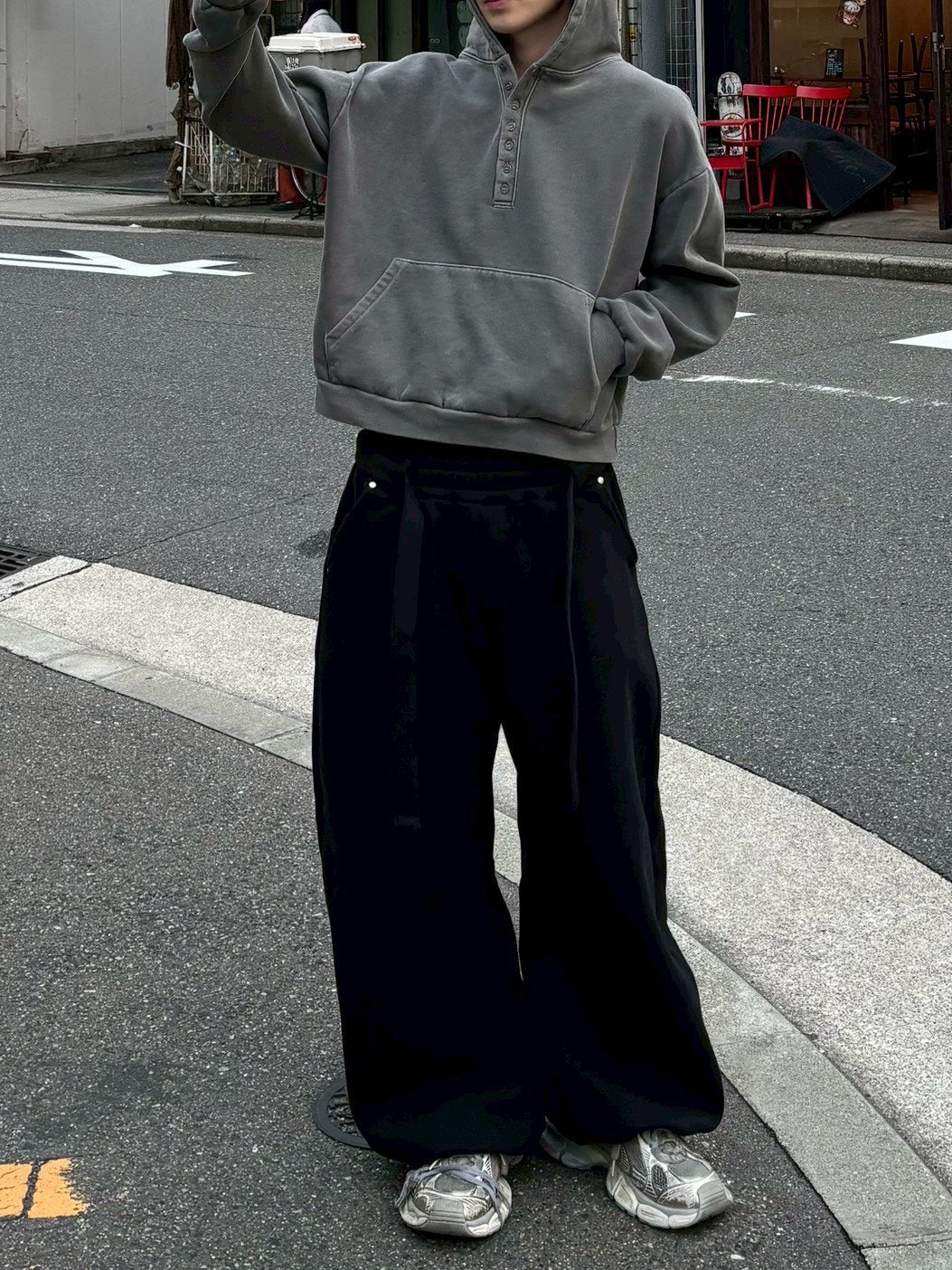 受注制【Chikashitsu +】barrel leg heavy sweat pants (2color)