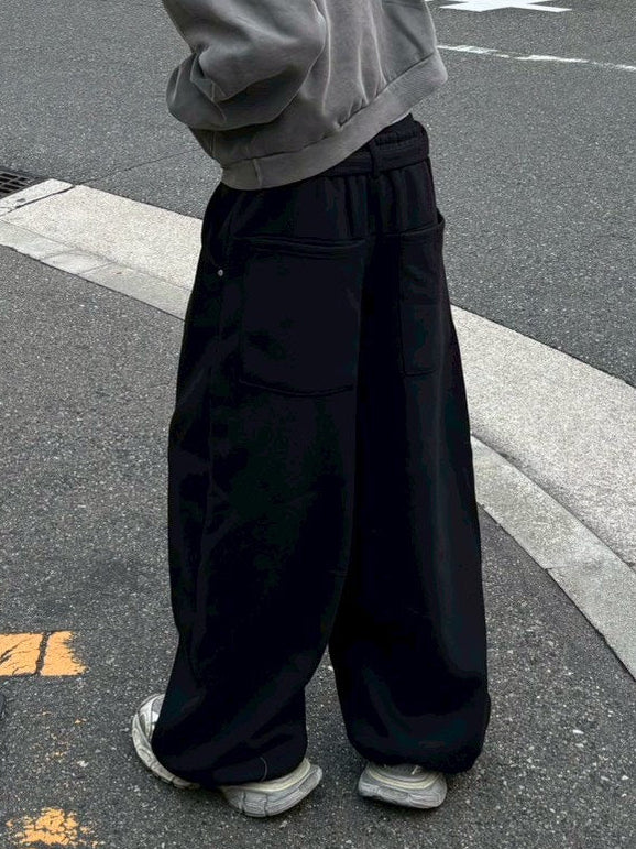 受注制【Chikashitsu +】barrel leg heavy sweat pants (2color)