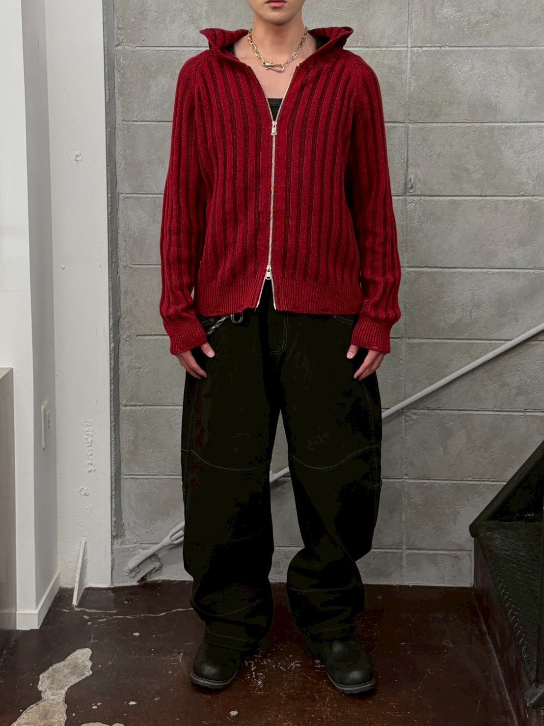 受注制【Chikashitsu +】next wool knit zip hoodie (2color)