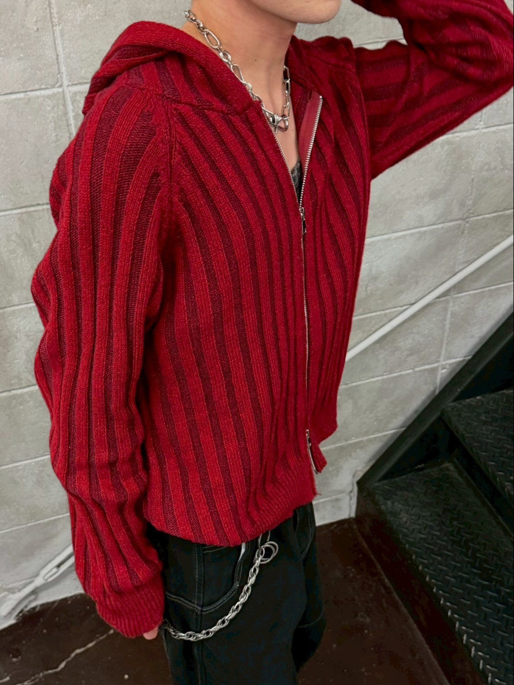 受注制【Chikashitsu +】next wool knit zip hoodie (2color)