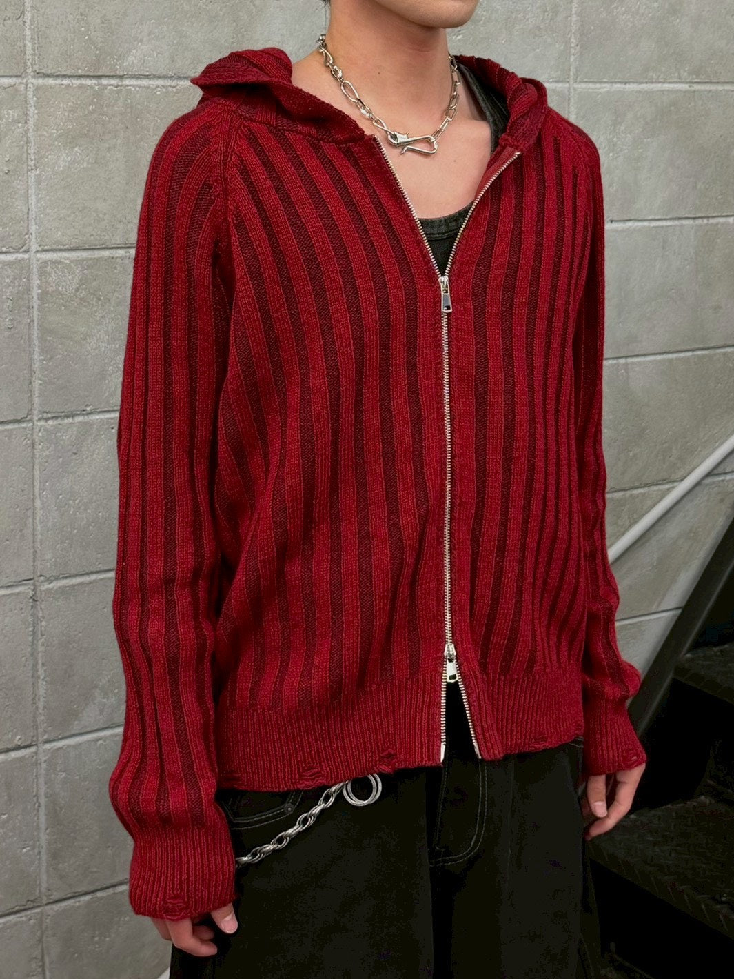 受注制【Chikashitsu +】next wool knit zip hoodie (2color)